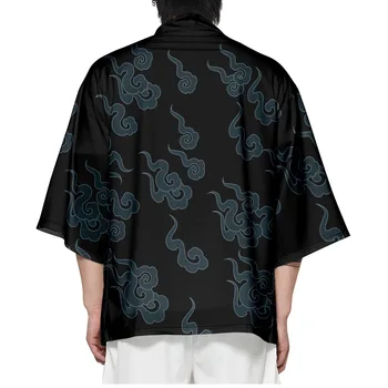 Derliaus Japonijos Spausdinti Kimono Streetwear Vyrų, Moterų Megztinis Haori Harajuku Tradicinės Paplūdimio Yukata Plius Dydis 5XL 6XL