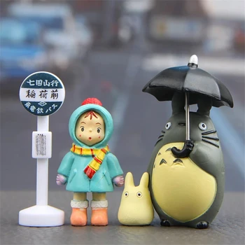 4pcs 3-5cm Anime Mano Kaimynas Totoro Veiksmų Skaičius, Žaislų Hayao Miyazaki Mini Sodo PVC Veiksmų Skaičiai, Vaikams, Žaislai, Gimtadienio Dovana