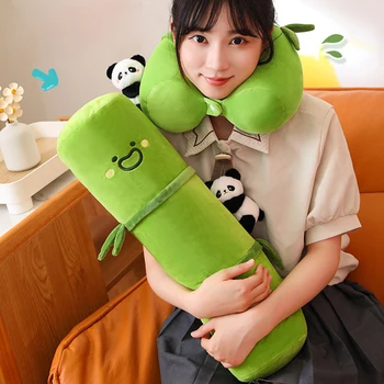 Pliušinis Žaislas Animacinių Filmų Bambuko Vamzdžių Panda Mesti Pagalvę Kaklo Pagalvė Įdaryti Didelis Hugging Ilgai Lėlės Home Office Dovana Berniukas Mergaitė