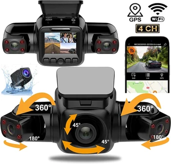 4CH Brūkšnys Cam 2K+3*1080P Kamera Su GPS/WiFi, Automobilių DVR 8 Infraraudonųjų spindulių Naktinio Matymo 24H Stovėjimo Vaizdo įrašymo Max 256 GB