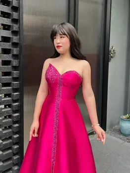 Rose Red Mados Chalatai Seksualus vakarinę suknelę Prabangos Šalis Suknelė Moterims Vestuves Baigimo Oficialus
