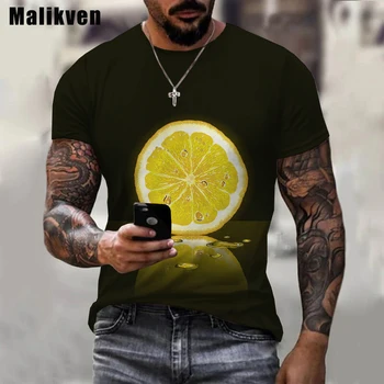 Žalioji Citrina 3D Print T Shirt Vasaros Vyrų Mandarinas, T-marškinėliai trumpomis Rankovėmis Skaitmeninis Orange 3D Spausdinti Marškinėliai 6XL