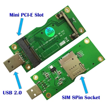 Mini PCI-E, USB Adapteris Su SIM kortelės Lizdas WWAN/LTE Modulis konvertuoja 3G/4G belaidžio Mini-Card USB prievado.