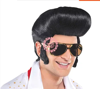 Roko dainininkas Elvis Cosplay Helovinas šalis kamuolys perukas vyriški galvos apdangalai