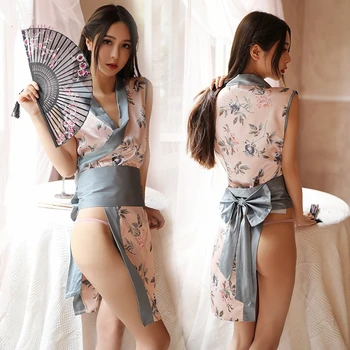 3Pcs Klasikinis Cheongsam Japonijos Seksualus Kimono Moterų Berankovis Lady Padalinta Apatinius, Cosplay Kostiumai, 2022 Naujas Mados Qipao