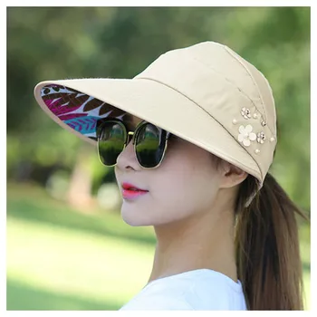 Vasarą Saulės, Skrybėlės Moterims, Sulankstomas UV Apsauga Sun Kepurės Snapeliu Suncreen Floppy Bžūp Chapeau Femme Lauko Paplūdimio Skrybėlę