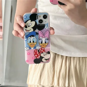 Disney Mickey Minnie Mouse Donnald Antis Telefono dėklas skirtas iPhone 11 12 13 14 Pro Max atsparus smūgiams Visą Galinį Dangtelį Pora Mielas Animacinių filmų