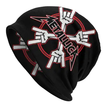 Metallicas Pirštus Logotipas Beanies Kepurės Vyrai Moterys Unisex Gatvės Žiemą Šilta Megzta Kepurė Suaugusiųjų Sunkiosios Muzikos Kumpinti Variklio Dangčio Skrybėlės