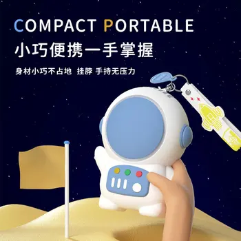Mielas Mini Animacinių filmų Kosmosą Astronautas Gerbėjai su Virvelę USB Įkrovimo Lauko Nešiojamų Šviesos Nešiojamą Kabinti ant Kaklo Mažas Ventiliatorius