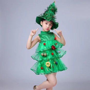 Vaikams Kūdikių Merginos Kalėdų Eglutė Kostiumas Fancy Dress Nustatyti, Žalia Elf Komplektus Kalėdos Cosplay Medžio Kostiumų Karnavalas Festivalis Santa Suknelė