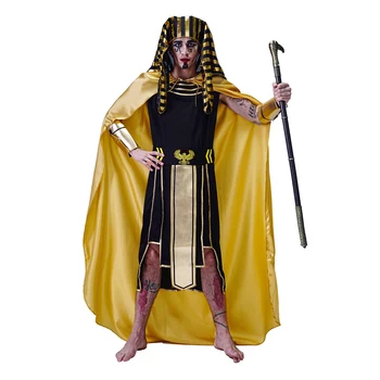 Egipto Faraonas Senovės Karalius Cosplay Suknelė Burtininkas Derliaus Halloween Kostiumai Vyrams Suaugusiųjų Mantijos Karnavalas Festivalis Apsiaustu Cape