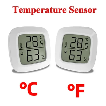 LCD Elektroninis Temperatūros Jutiklis Drėgmės Matuoklis Mini Skaitmeninis Termometras su Drėgmėmačiu Patalpų Lauko Oras Stotis Laikrodis Namų