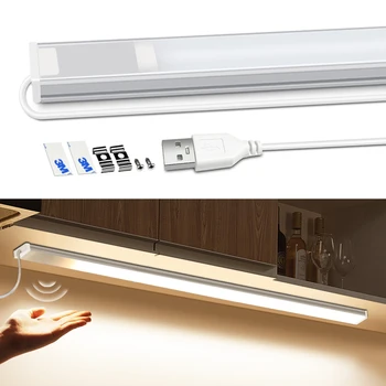 Tamsos DC 5V USB Aliuminio COB LED Juostelė Šviesos Ranka Nuskaitymo Sensorius Jungiklis Kontrolės Virtuvės Spinta Šviesos 30 40 50 cm
