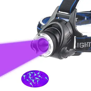 UV priekinis Žibintas Įkraunamas Žibintas UV Šviesos diodų (LED) Žibintų Ultravioletinių Galvos Žibintuvėlis Zoomable Naktį, Žvejybos, Medžioklės Kempingas Hikin