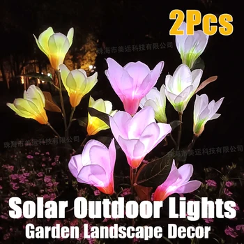 2vnt Sodo Saulės Šviesos Lauke LED Kiemas Vandeniui Villa Kraštovaizdžio Puošmena Vejos Grindų Dangos Magnolia Gėlių Lempos