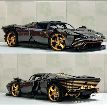 KARŠTO SS Plytų Juodos Ir Aukso Ferrari Daytona SP3 Modelis Tinka 42143 aukštųjų Technologijų Superautomobilį Kūrimo Bloką, Vaikų Gimtadienio Žaislą Dovanų