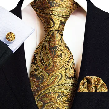 Naujas Kaklaraištis Aikštėje Šalikas rankogalių segtukai Trijų dalių Rinkinys Paisley Modelis Vestuvių Puotą Vyrų Oficialią Dėvėti Rankų Kaklaraištis Didmeninės